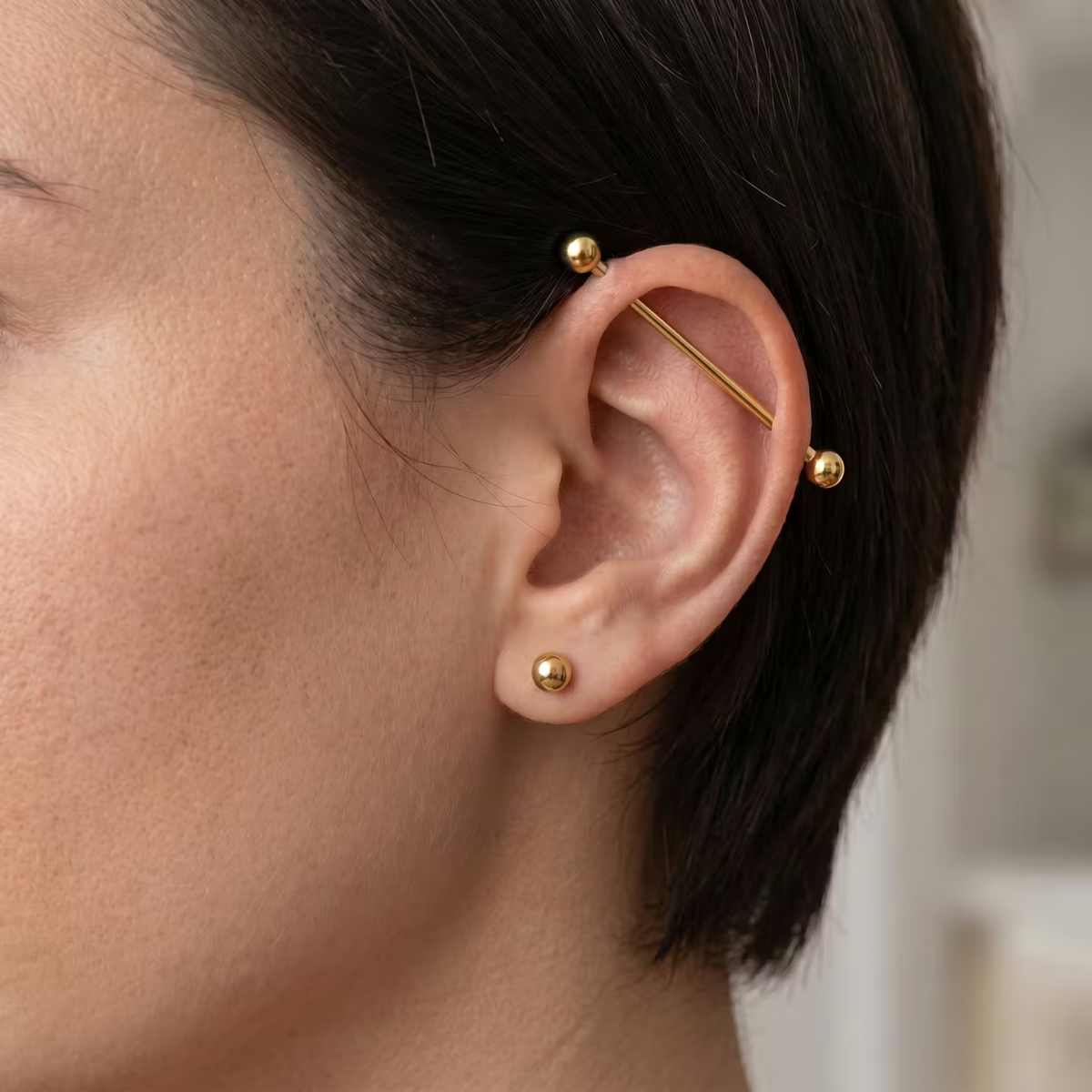 Barbell-piercing-Ohr-zunge-Nase-Nippel-Classic-gold-2