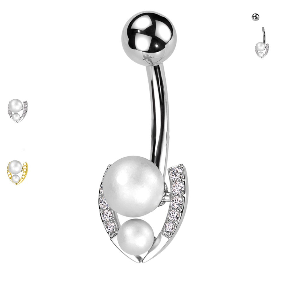 Bauchnabel-Barbell-Piercing-Pearl