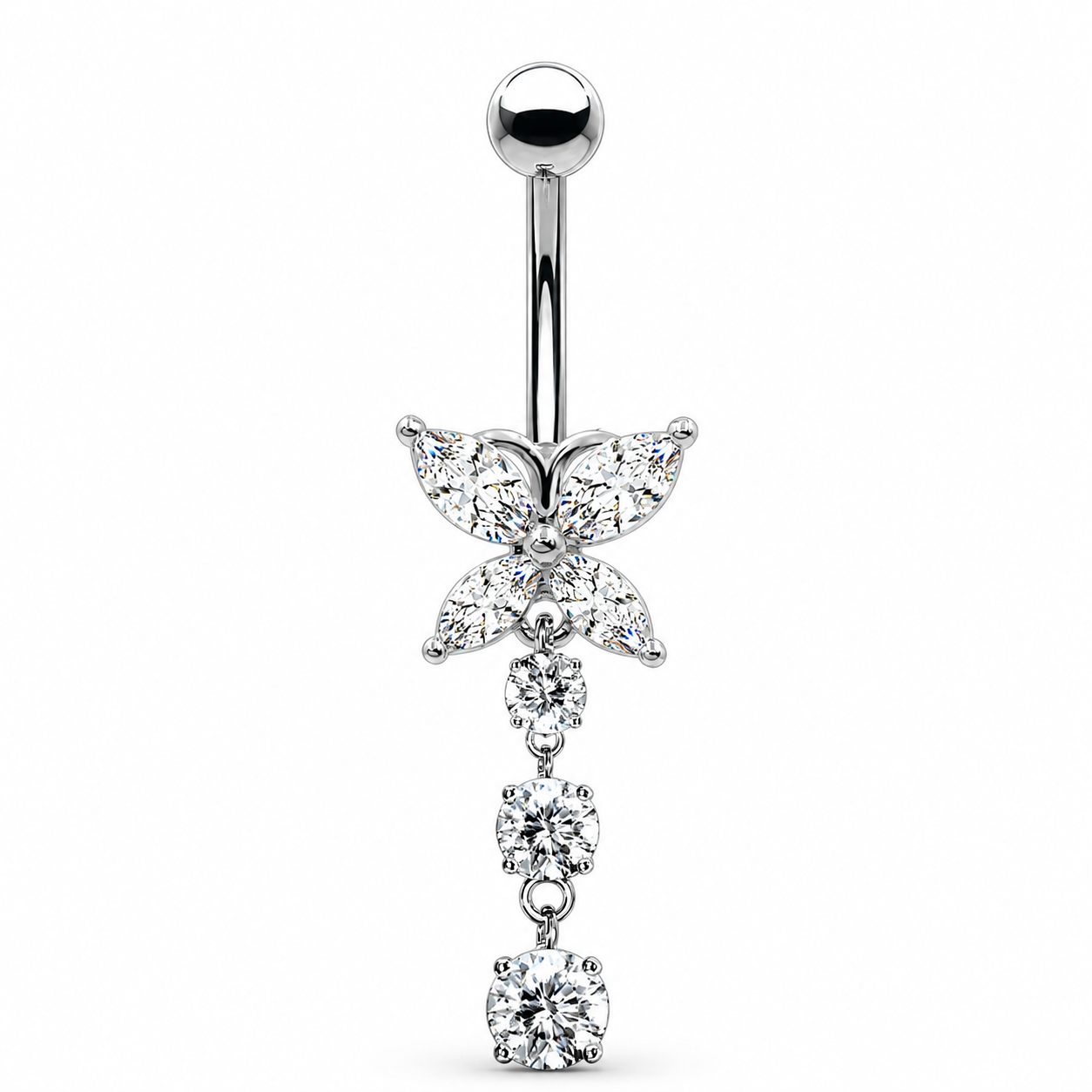 Bauchnabelpiercing-Banane-Schmetterlingsglanz-Silber