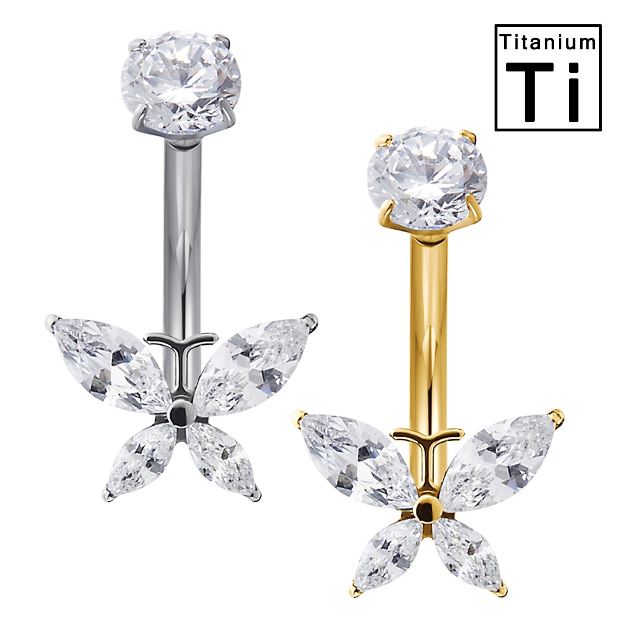 Bauchnabelpiercing-Banane-Titan-Zirkonia-Schmetterling-1