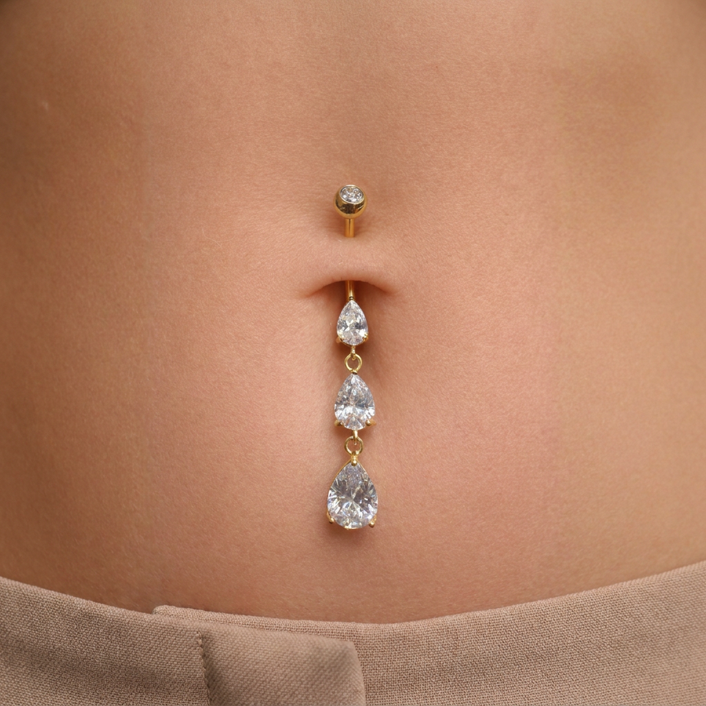 Bauchnabelpiercing-Banane-Zirkonia-Gold-Tropfenglanz-3
