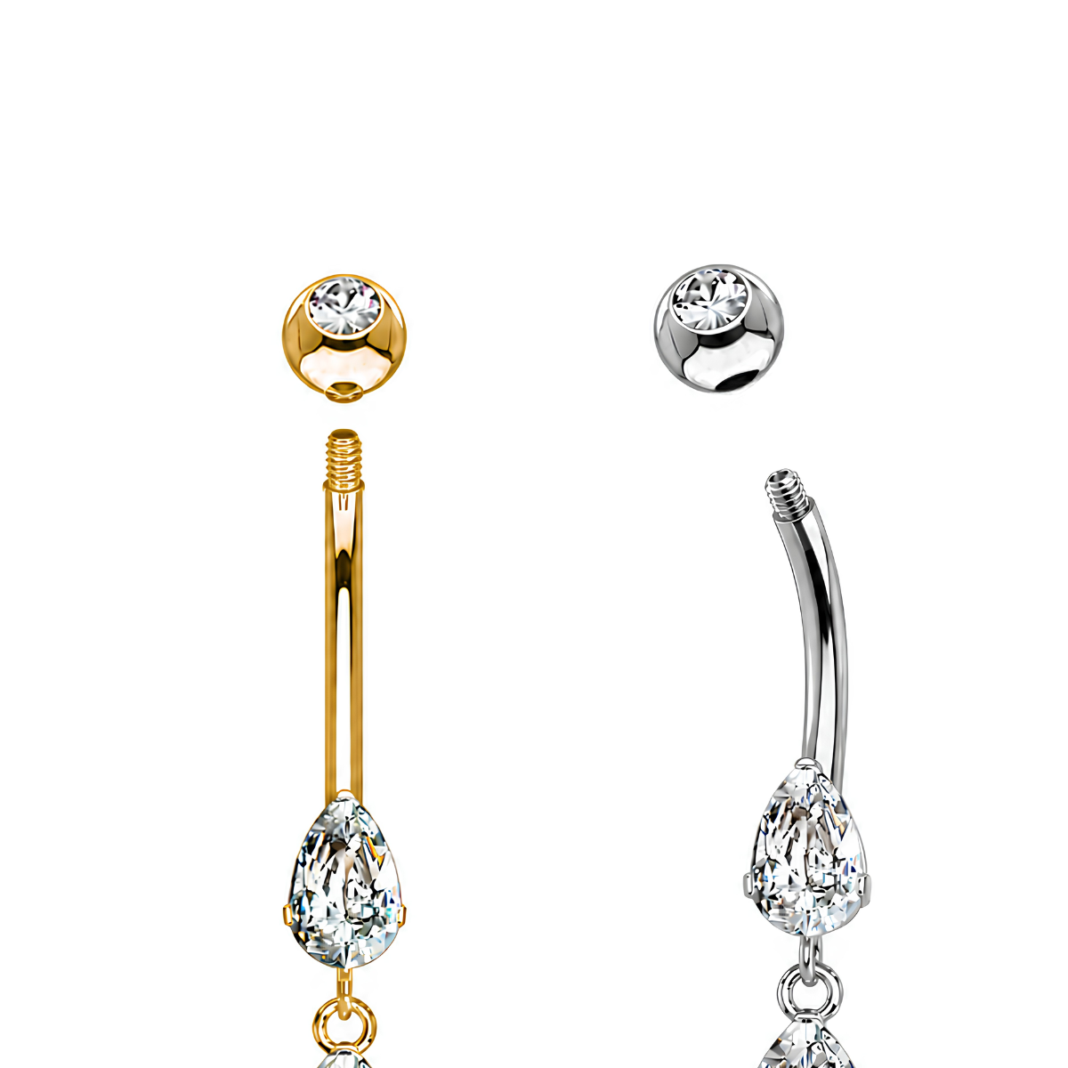 Bauchnabelpiercing-Banane-Zirkonia-Gold-Tropfenglanz-aussengewinde