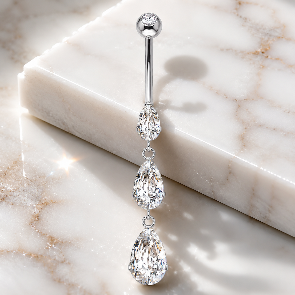 Bauchnabelpiercing-Banane-Zirkonia-Silber-Marmor-Tropfenglanz