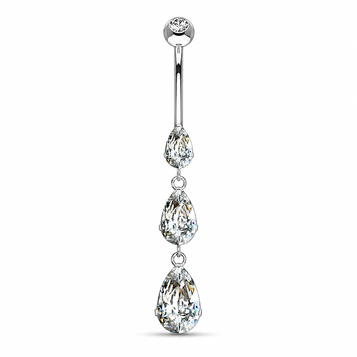 Bauchnabelpiercing-Banane-Zirkonia-Silber-Tropfenglanz