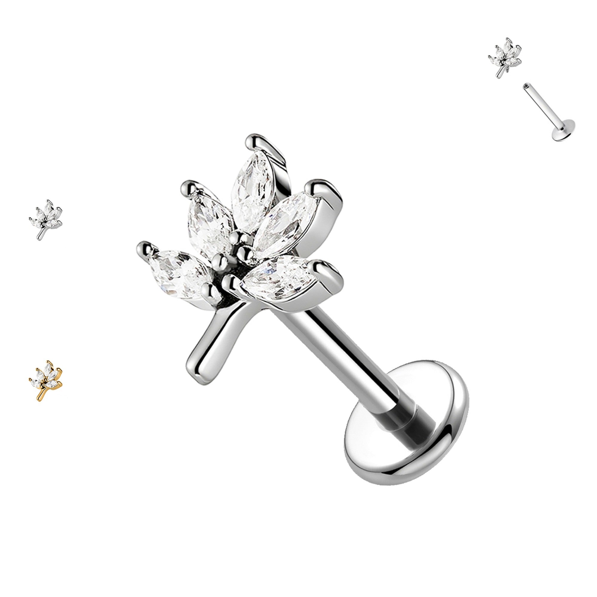 Labret-Piercing-Kristallbluete