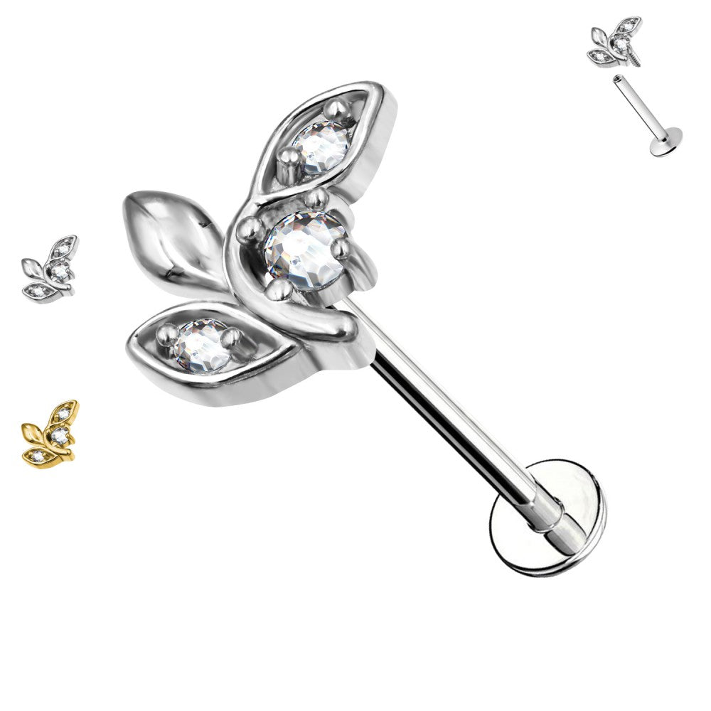 Labret-Piercing-Ohr-Crystal-Leaf