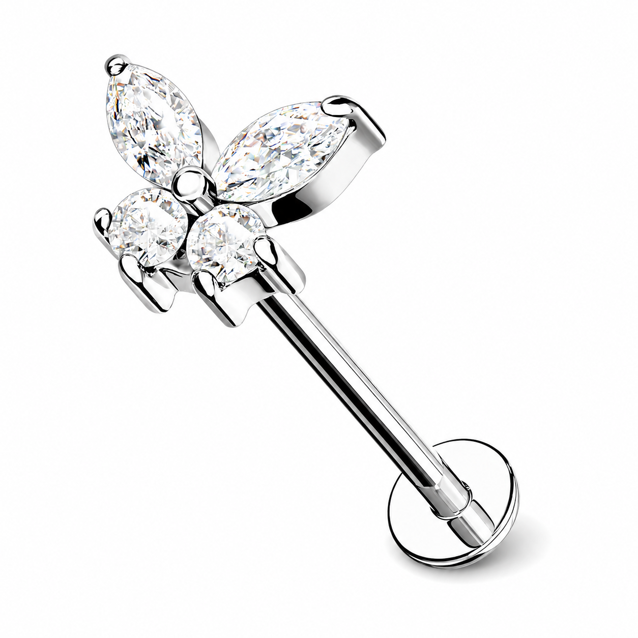 Labret-Piercing-Schmetterling-Zirkonia-Silber-2