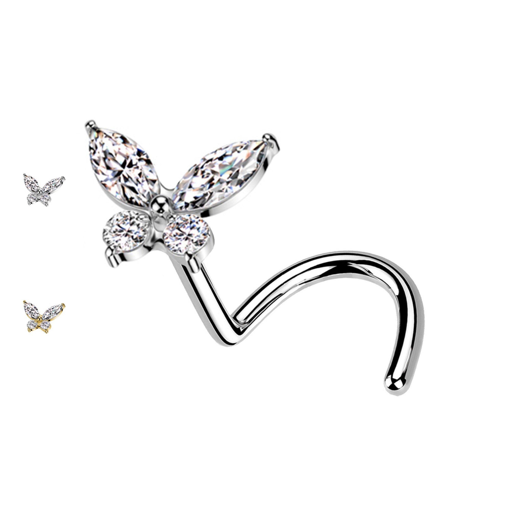 Nasenpiercing-Nostril-Spirale-Schmetterling