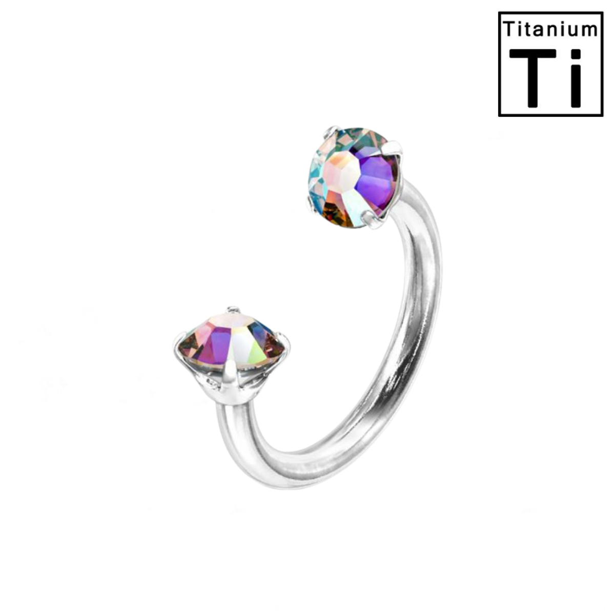 Titan Hufeisen Piercing - Twin Crystal