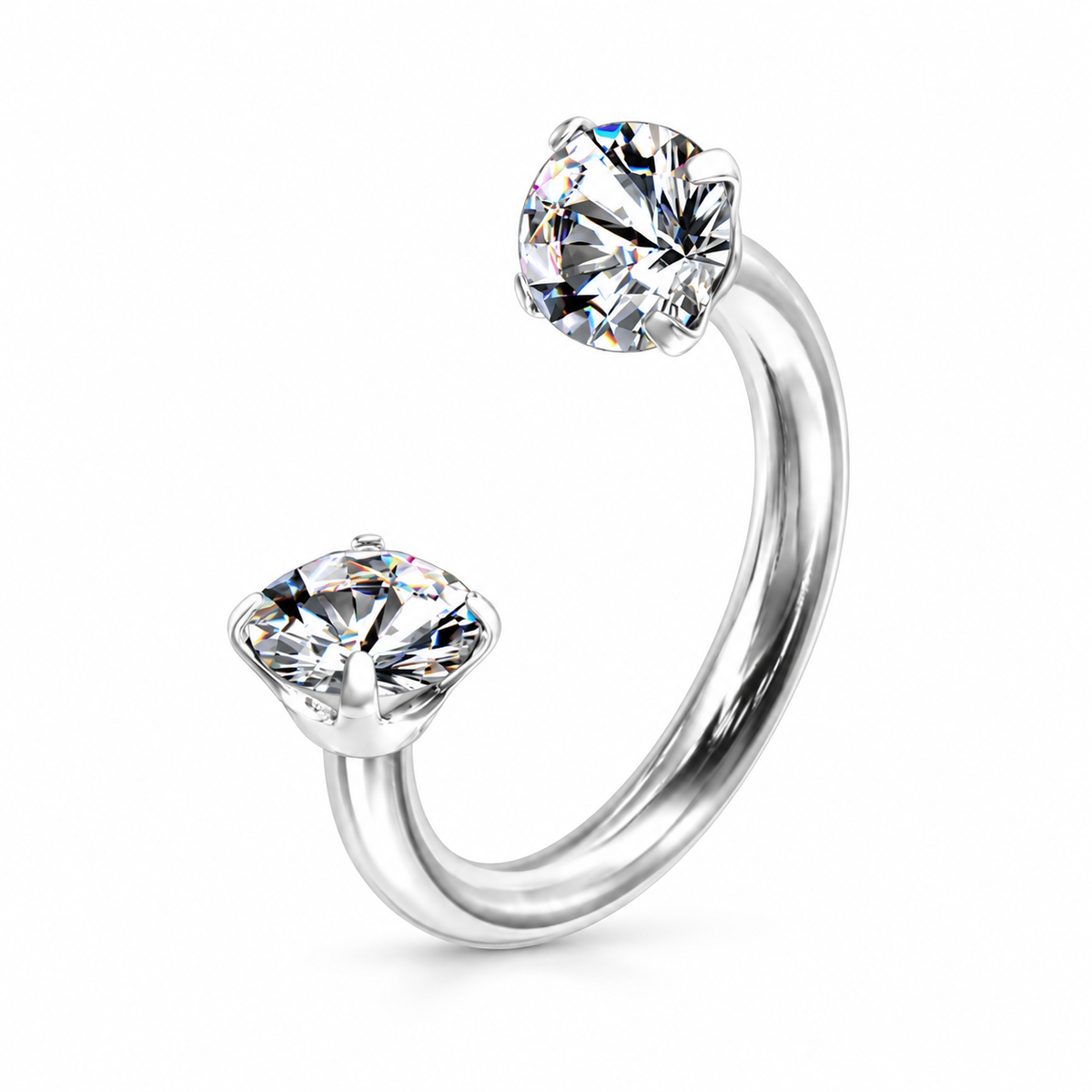 Titan-Hufeisen-Piercing-Twin-Crystal-silber-kristallklar