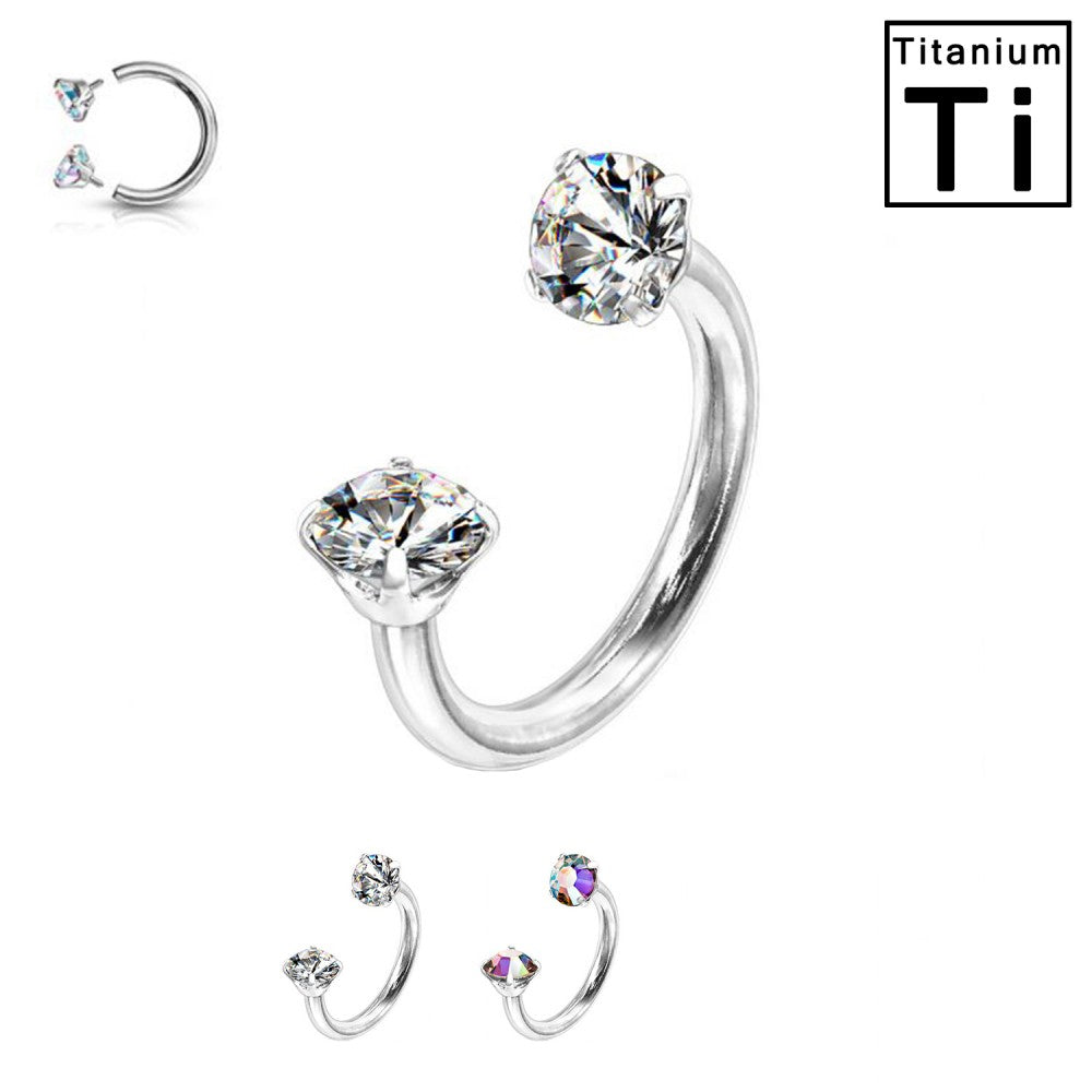 Titan-Hufeisen-Piercing-Twin-Crystal