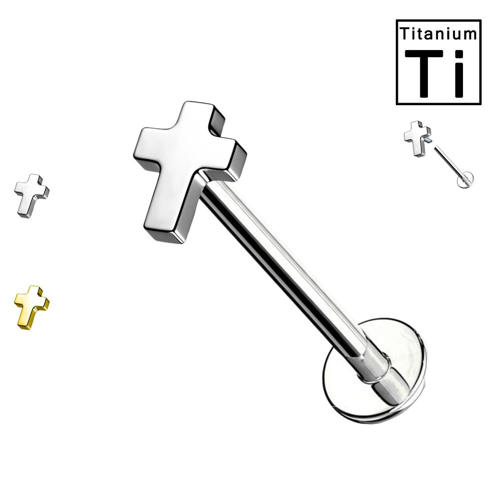 Titan-Labret-piercing-Ohr-kreuz