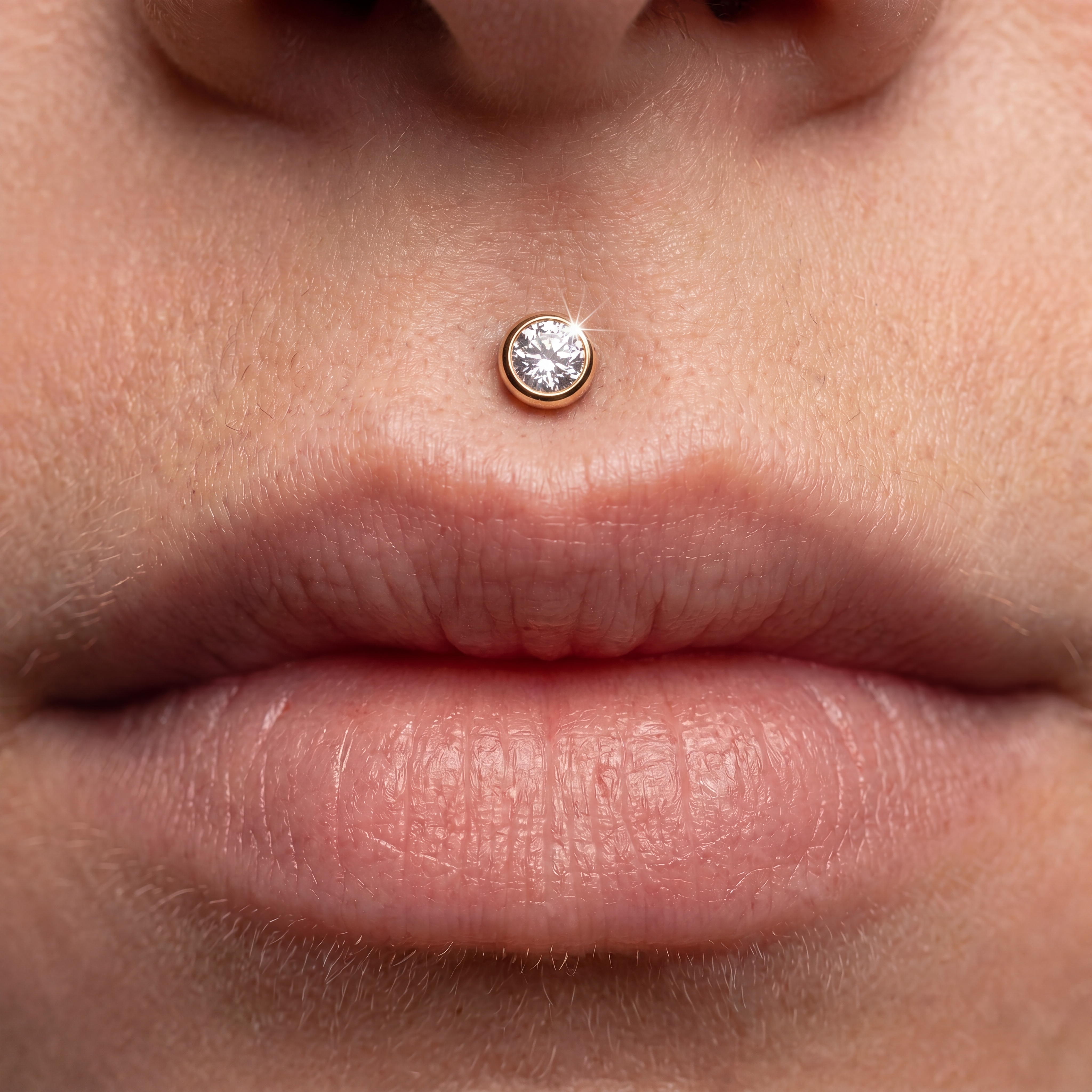Titan-Labret-piercing-Ohr-pure-spark-Zirkonia-gold-lippe