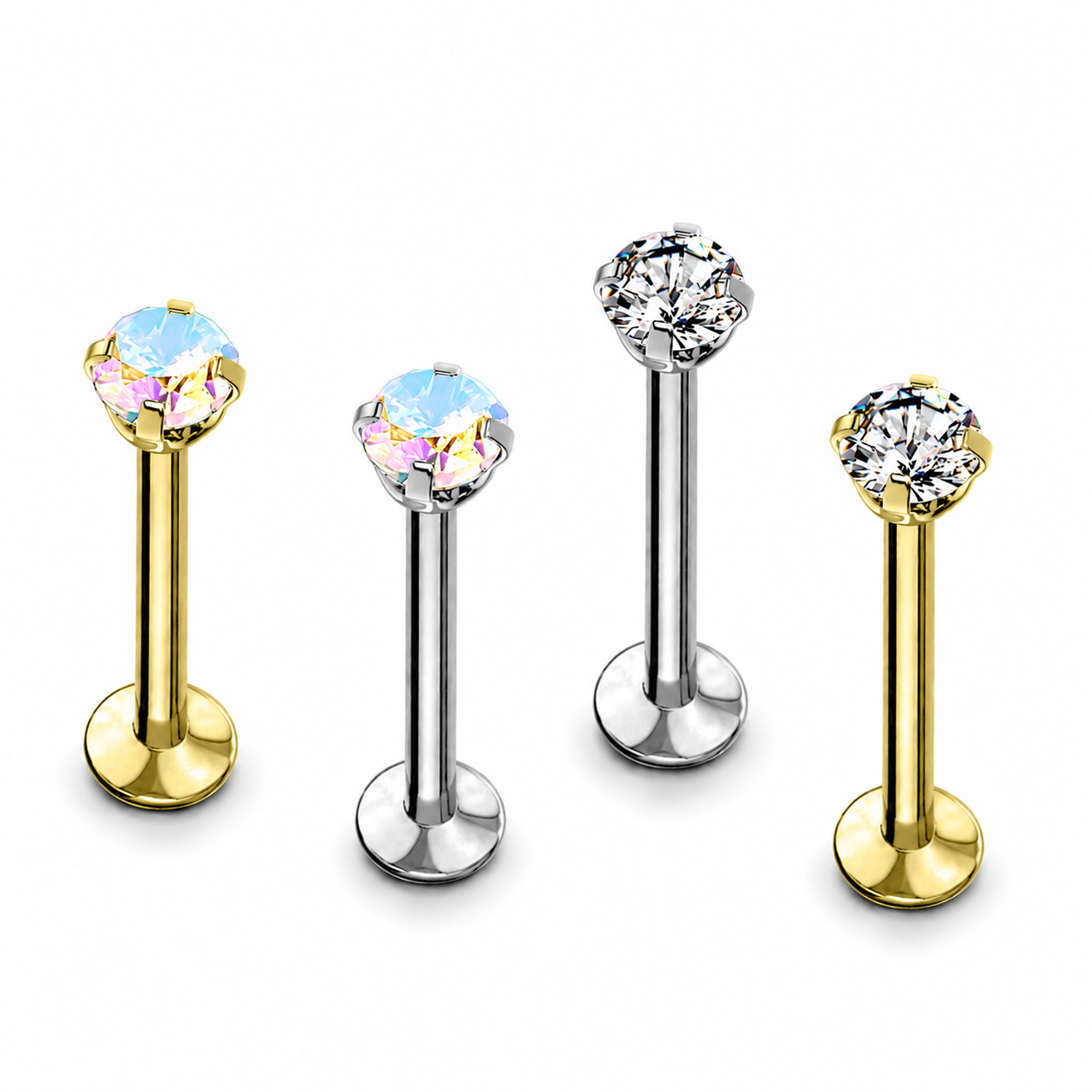 labret-Ohr-piercing-zirkonia-Innengewinde-Silber-gold