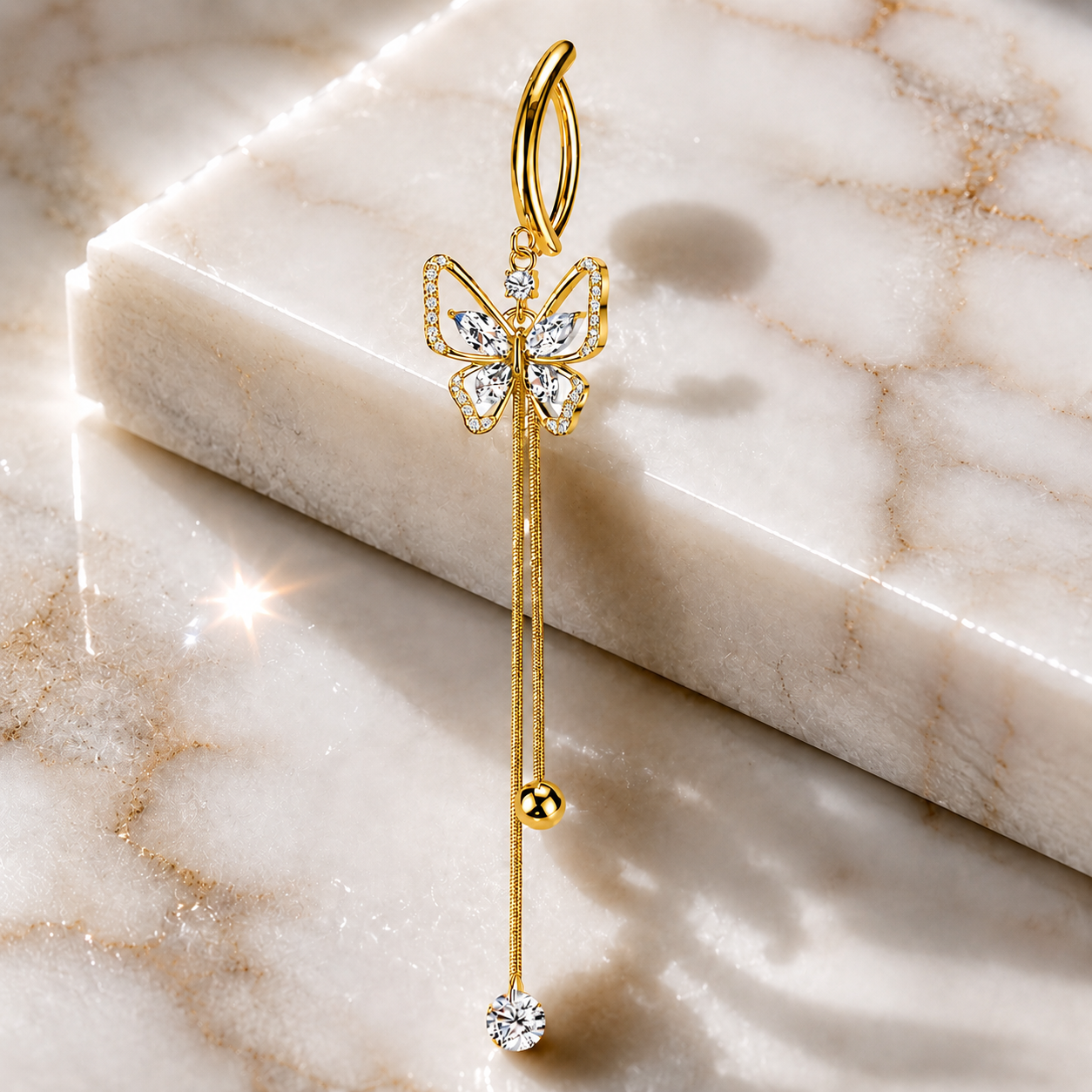Bauchnabel-Bogen-Clicker-elaris-Zirkonia-Gold-Mamor