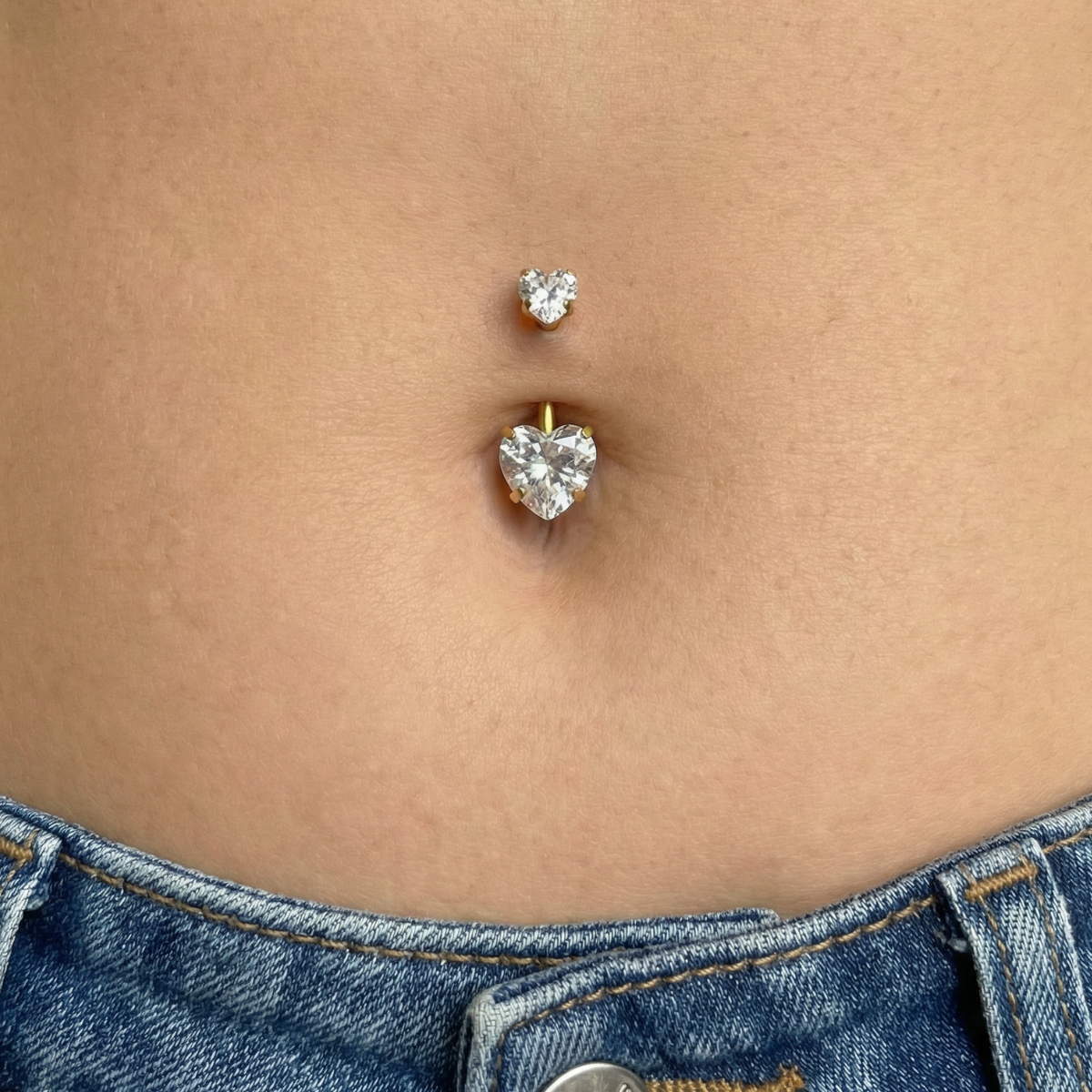 Bauchnabelpiercing-Banane-Doppelt-Herzkristall-2
