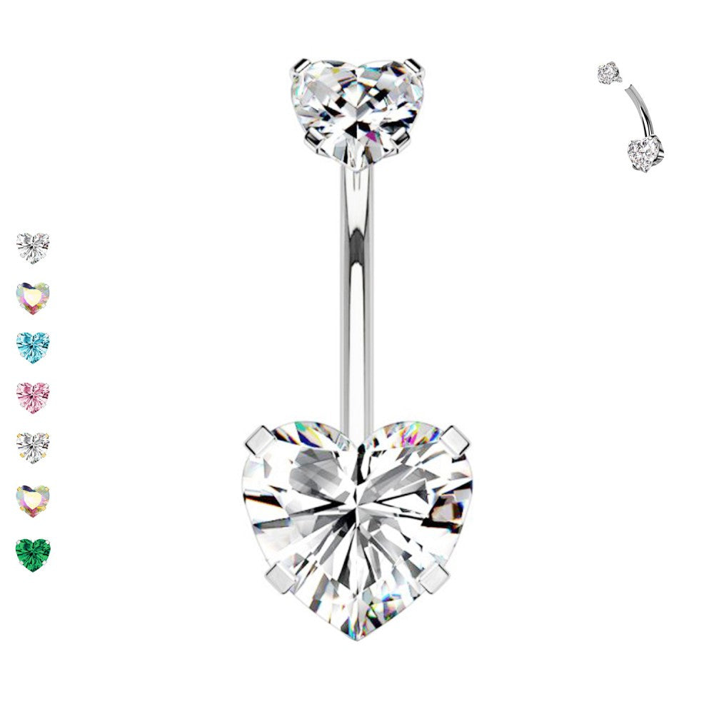 Bauchnabelpiercing-Banane-Doppelt-Herzkristall