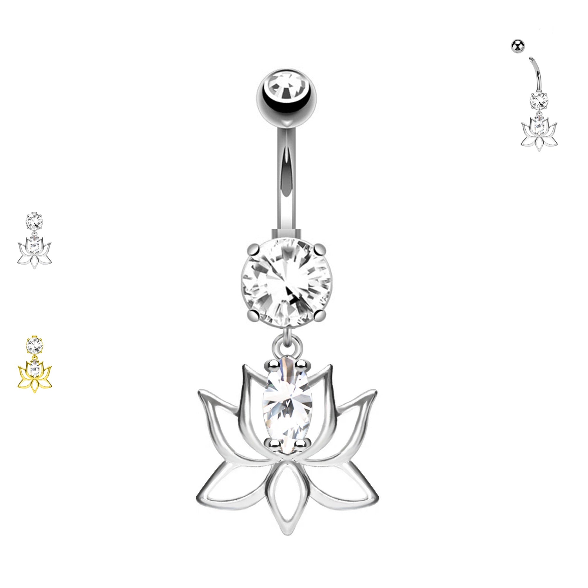 Bauchnabelpiercing-Banane-Lotus-Anhaenger