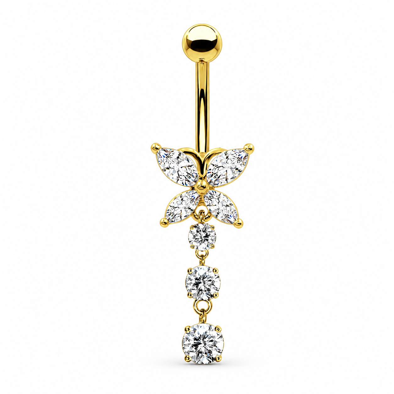 Bauchnabelpiercing-Banane-Schmetterlingsglanz-Gold