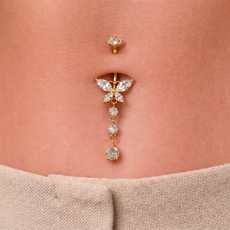 Bauchnabelpiercing-Banane-Titan-Schmetterling-Zirkonia-1