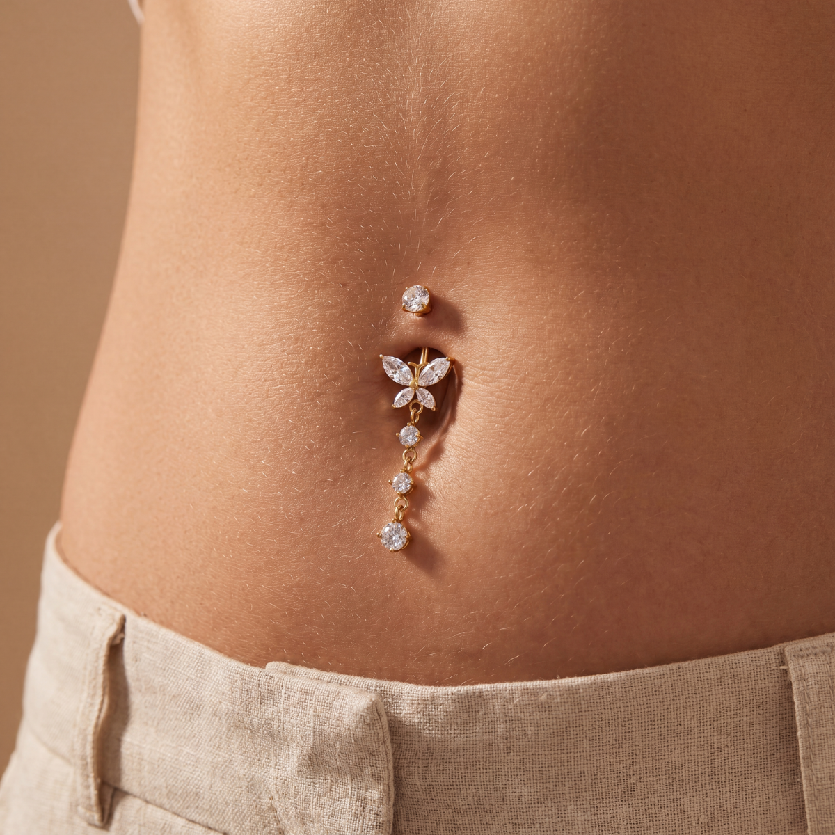 Bauchnabelpiercing-Banane-Titan-Schmetterling-Zirkonia-3