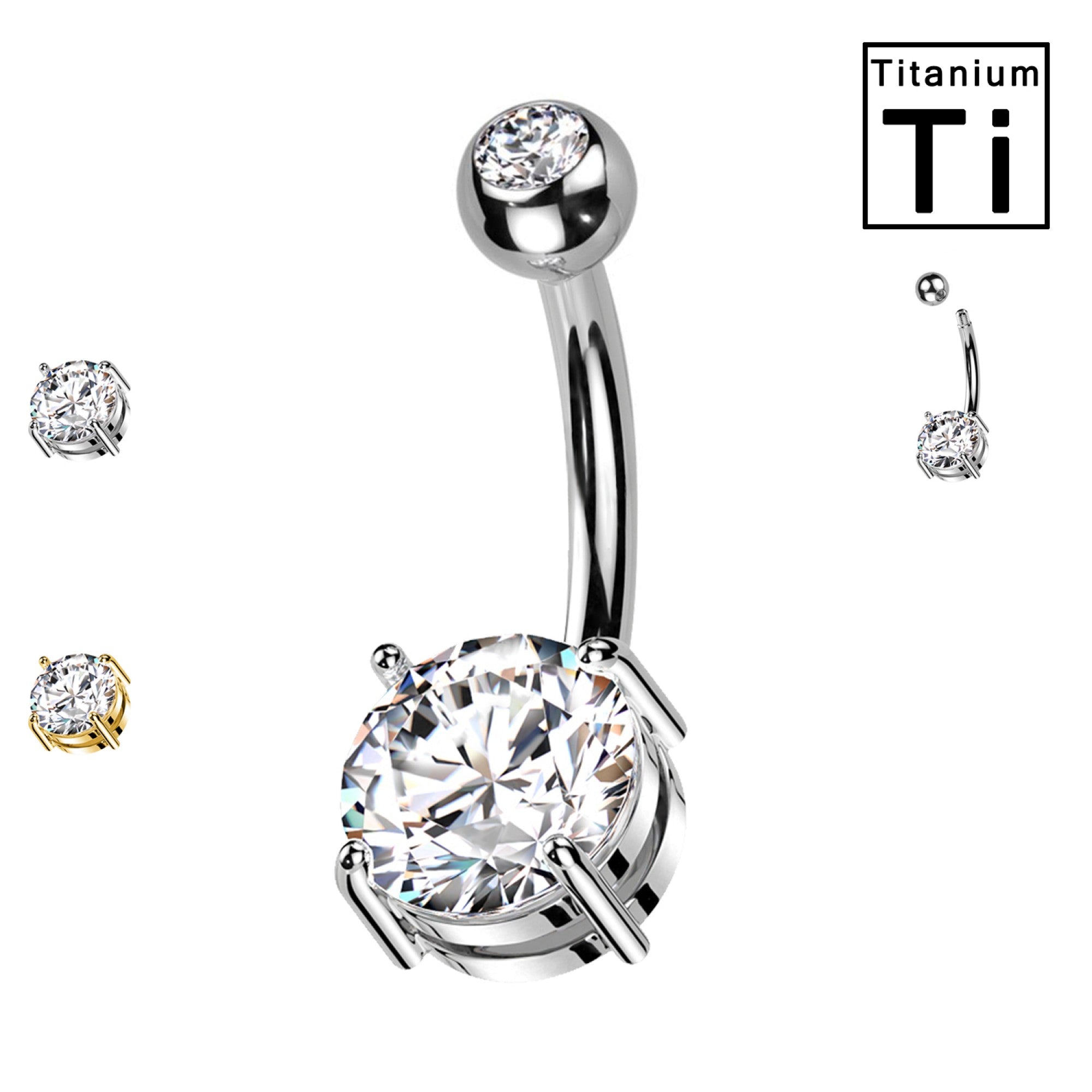 Bauchnabelpiercing-Banane-Titan-Solitär