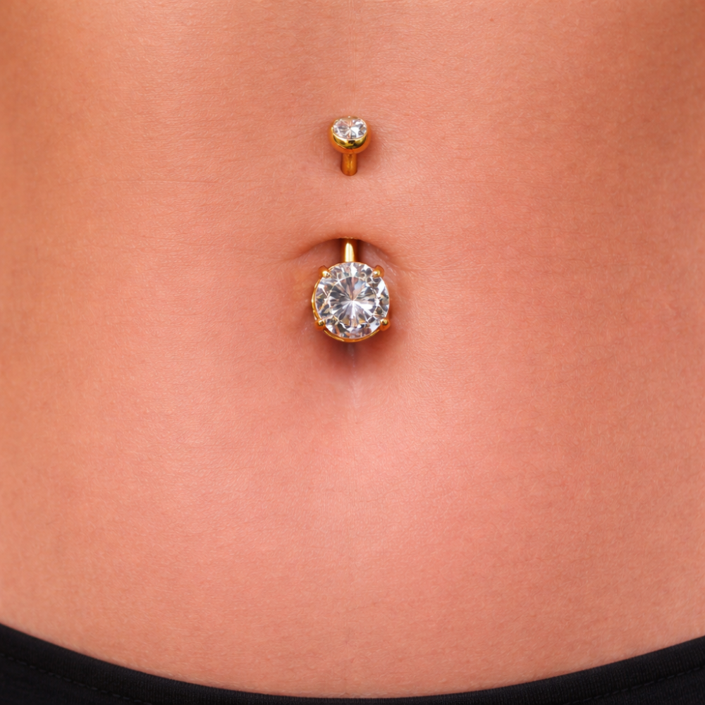 Bauchnabelpiercing-Banane-Titan-Solitaer-2