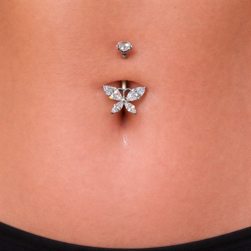 Bauchnabelpiercing-Banane-Titan-Zirkonia-Schmetterling-2