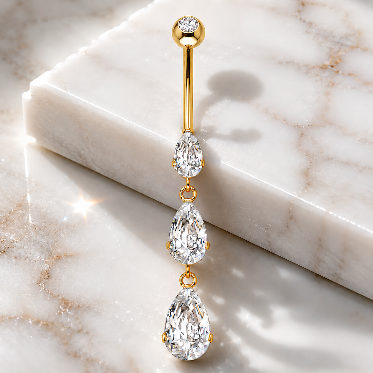 Bauchnabelpiercing-Banane-Zirkonia-Gold-Marmor-Tropfenglanz