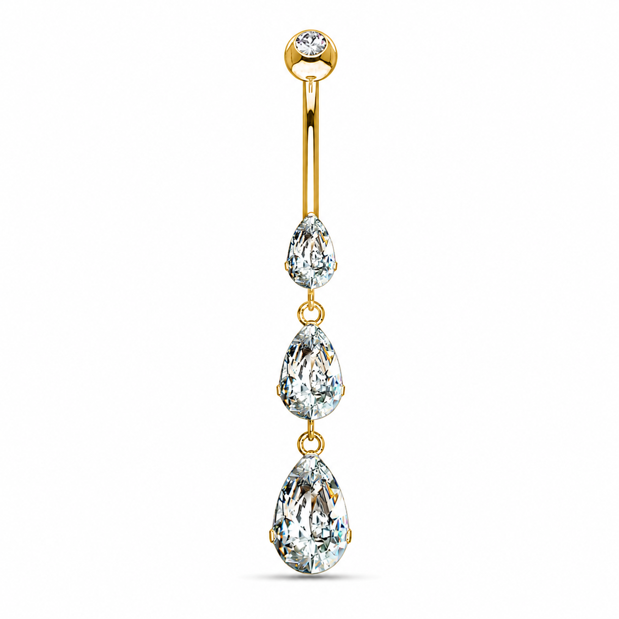 Bauchnabelpiercing-Banane-Zirkonia-Gold-Tropfenglanz