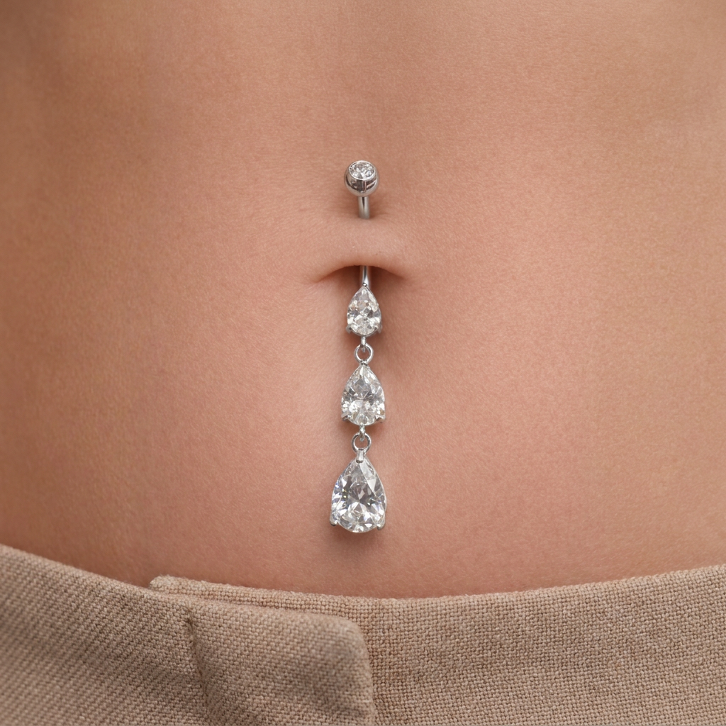 Bauchnabelpiercing-Banane-Zirkonia-Silber-Tropfenglanz-2