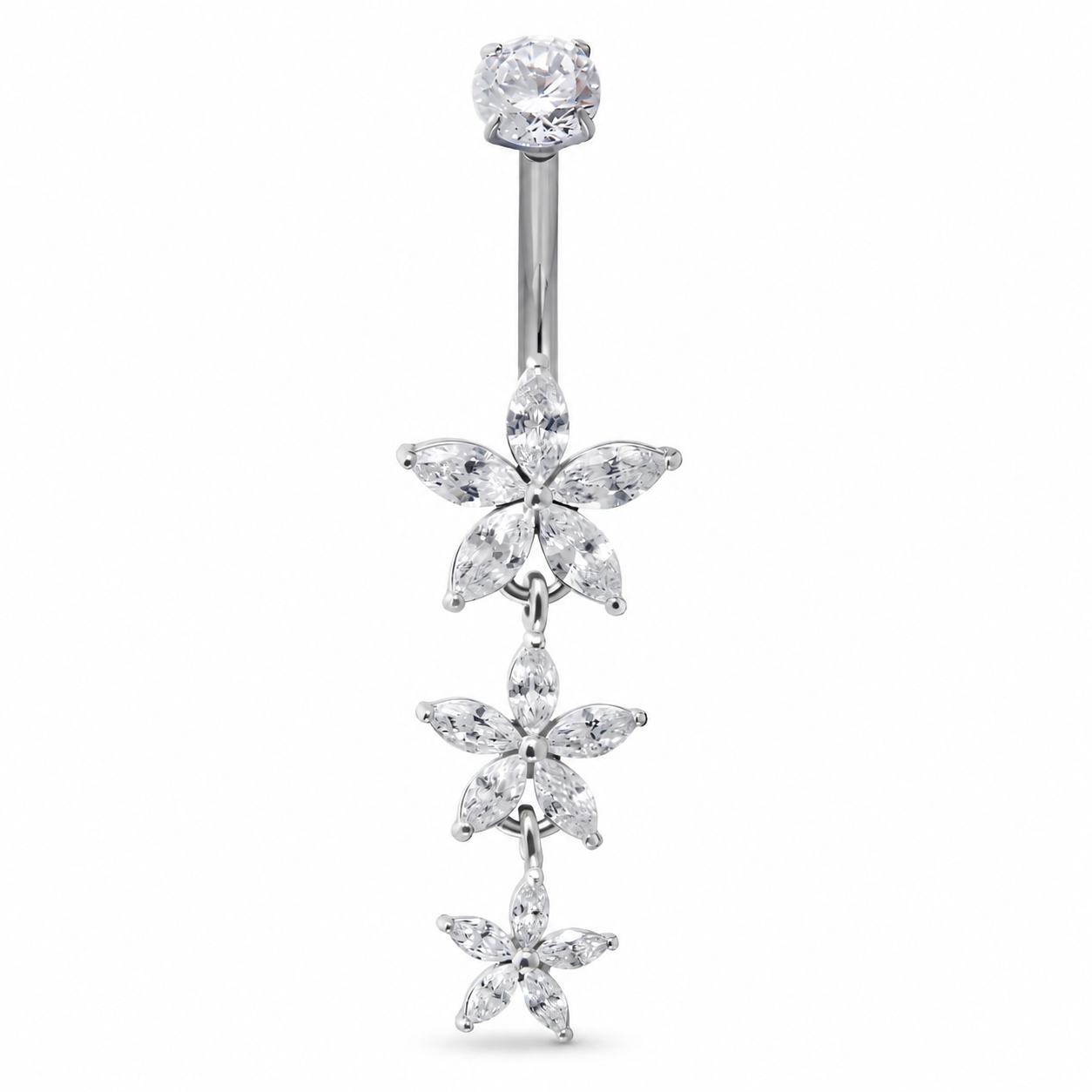 Bauchnabelpiercing-Fiorea-Anhaenger-Blumen-silber