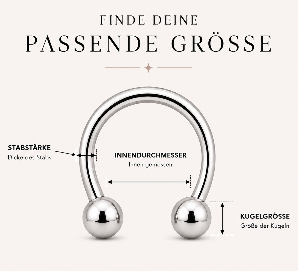 Größenhilfe für Titan Nasenstecker Ring - Open Dot