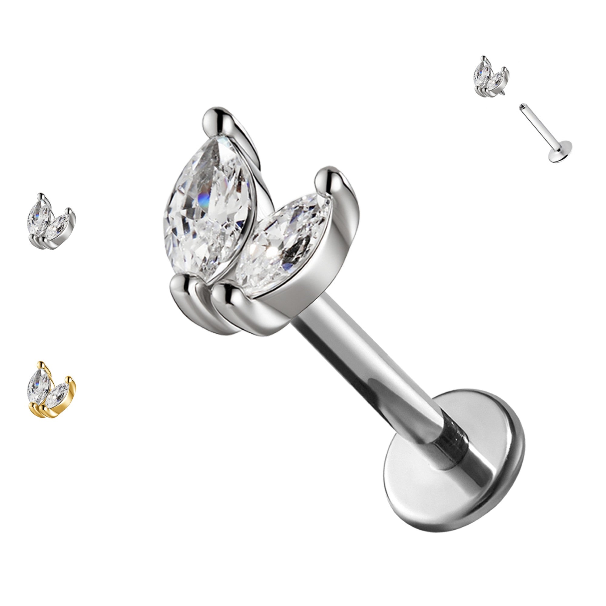 Labret-Piercing-Doppelkristall