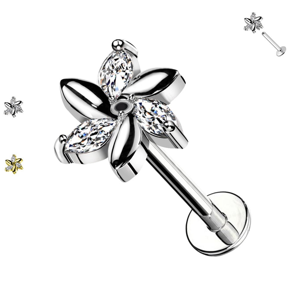 Labret-Piercing-Ohr-Bluetenstern