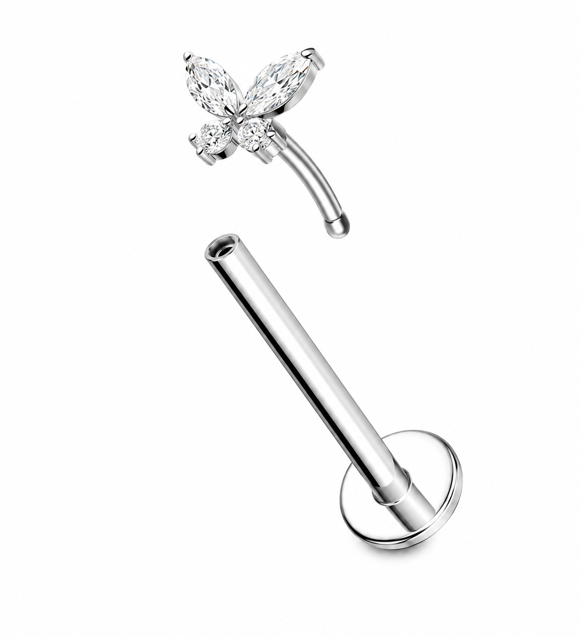 Labret-Piercing-Ohr-Schmetterling-Push-In-Zirkonia-Silber-1