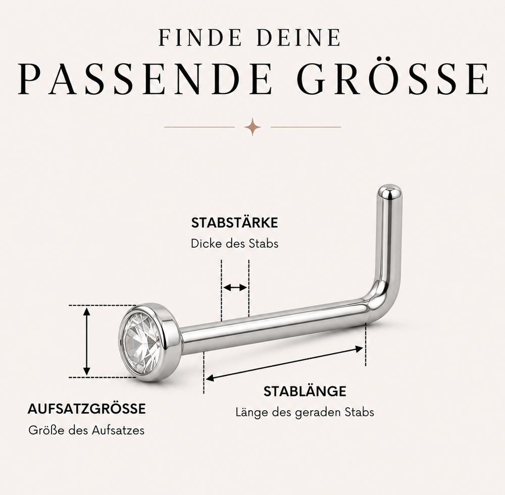 Größenhilfe für Nasenstecker L-Form - Avelin