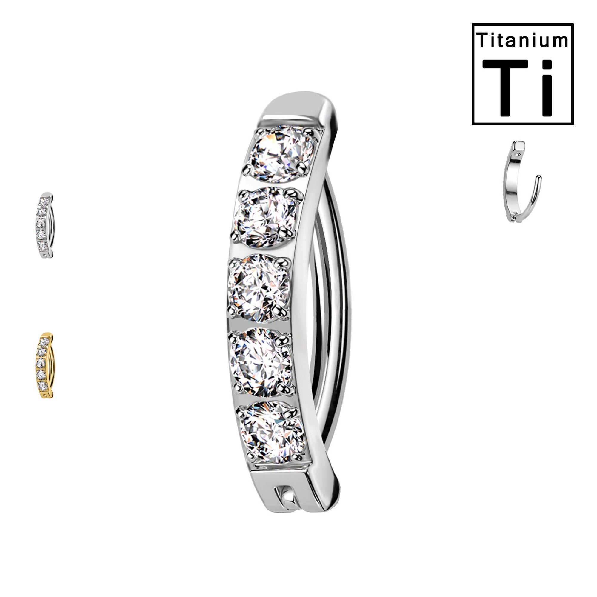 Titan-Bauchnabelpiercing-Clicker-Kristallreihe