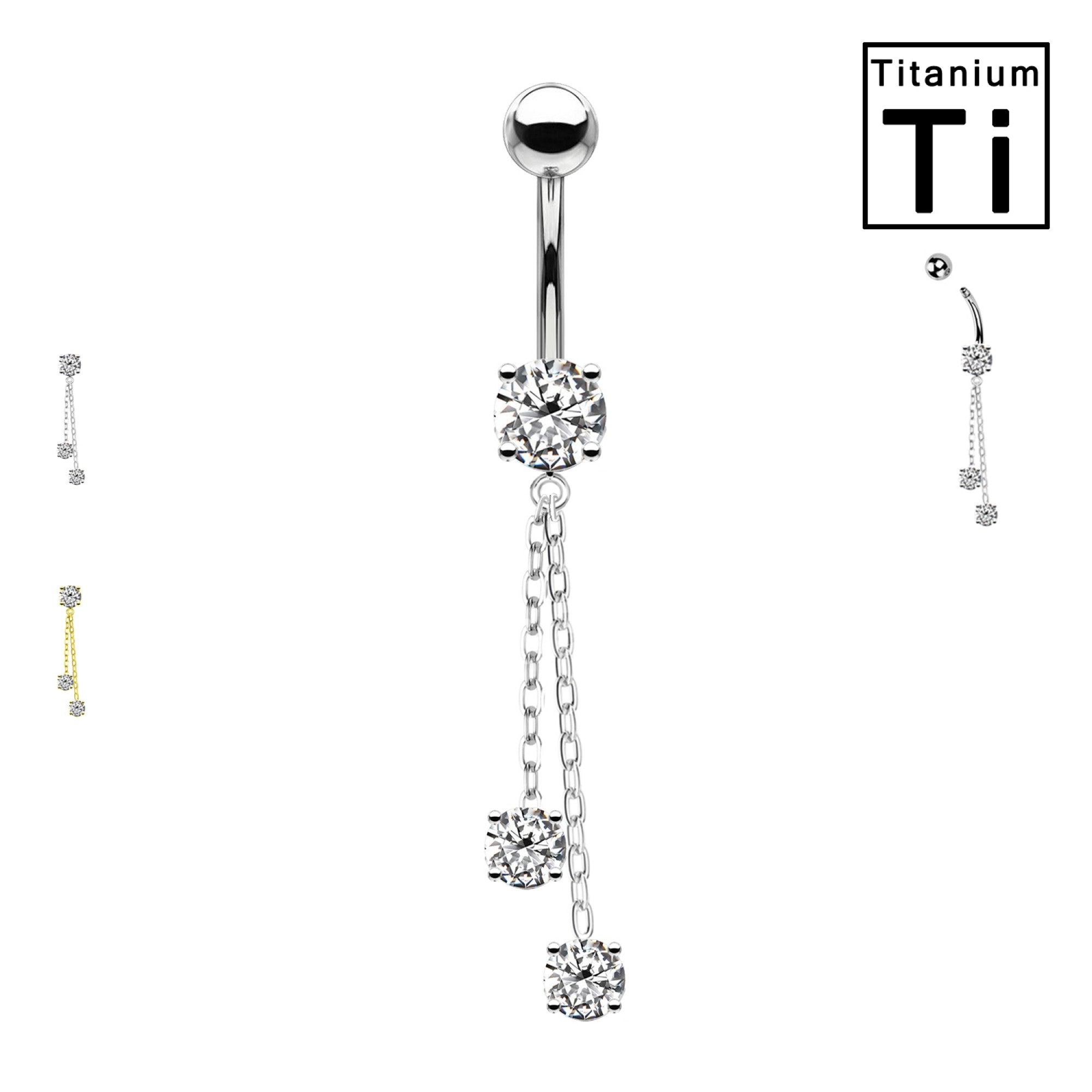 Titan-Bauchnabelpiercing-Crystal-Chain