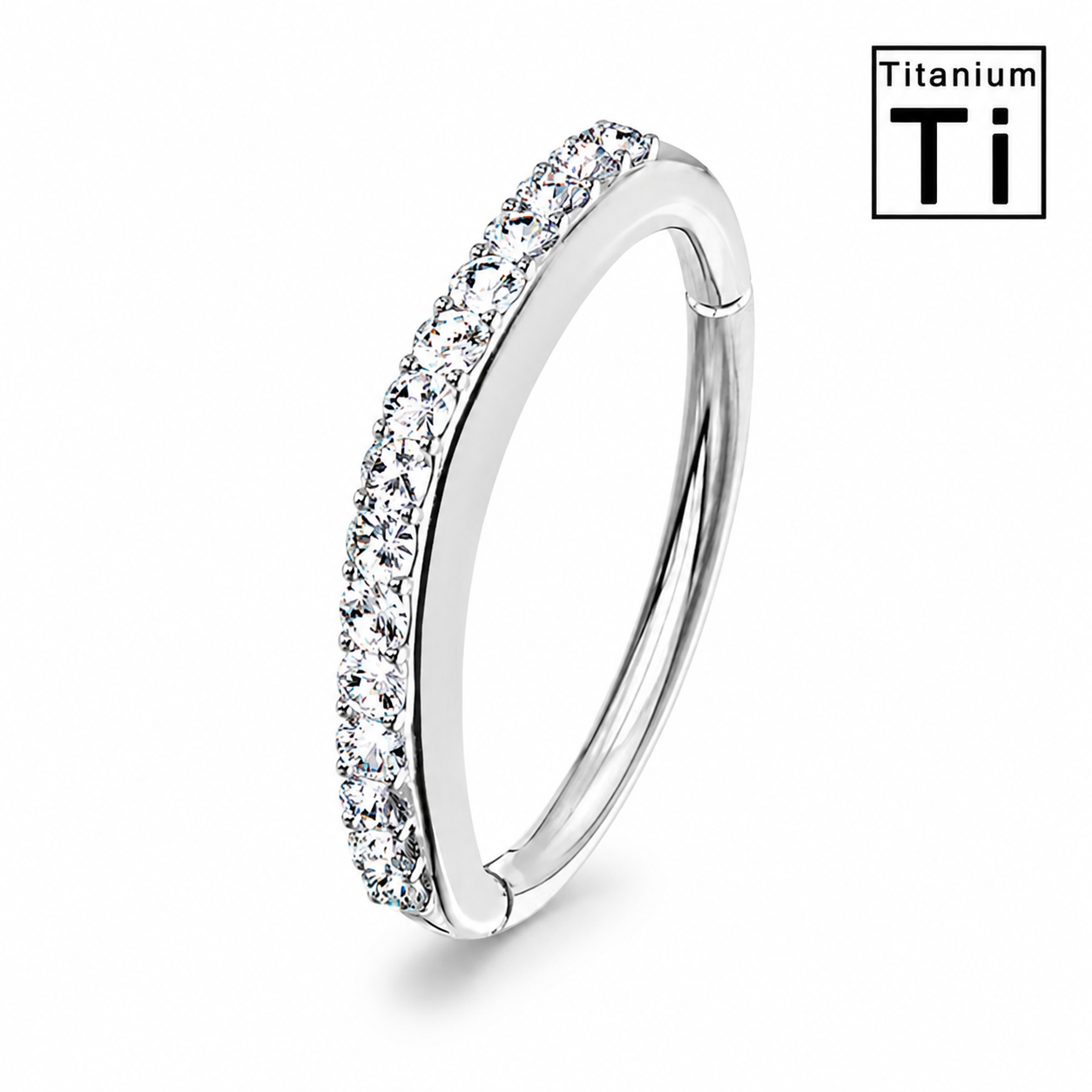Titan-Bauchnabelpiercing-Ring-Kreole-Zirkonia-Silber