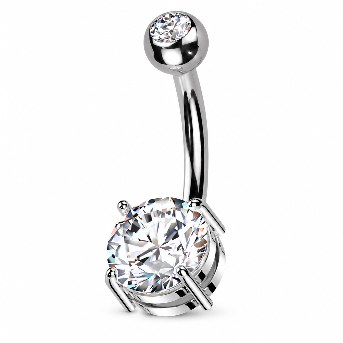 Titan Bauchnabelpiercing - Solitär-silber-kristallklar