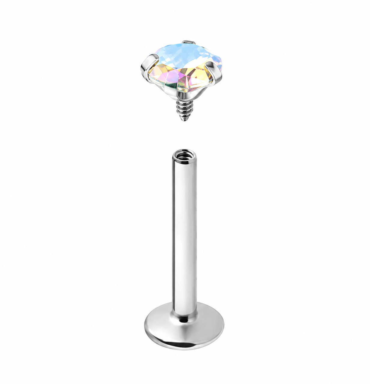 labret-Ohr-piercing-zirkonia-Innengewinde-Silber